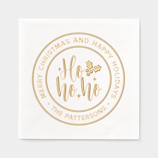 Prettige feestdagen Ho Ho Vrolijk Kerstfeest Folie Servetten (Voorkant)