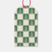 Prettige feestdagen Hoe van Green Checker Tree Pat Cadeaulabel (Voorkant)