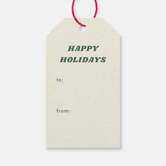 Prettige feestdagen Hoe van Green Checker Tree Pat Cadeaulabel (Achterkant)