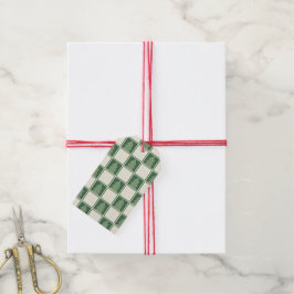 Prettige feestdagen Hoe van Green Checker Tree Pat Cadeaulabel