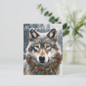 Prettige feestdagen HOE Wolf Briefkaart (Staand voorkant)