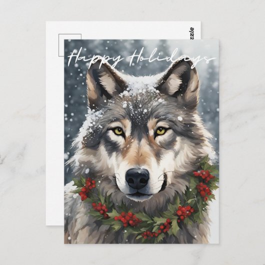 Prettige feestdagen HOE Wolf Briefkaart (Voorkant / Achterkant)