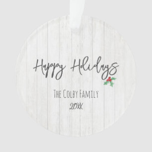 PRETTIGE FEESTDAGEN Holly Barn Familienaam Foto Ru Ornament