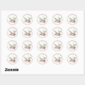 prettige feestdagen Holly Berries Pine Round Adres Ronde Sticker (Vel)