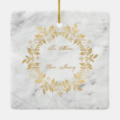 prettige feestdagen Holly Berry Garland op marmer Keramisch Ornament (Achterkant)