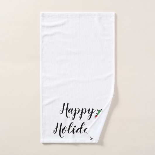 Prettige feestdagen Holly bessen bladeren groen Bad Handdoek (Handdoek)