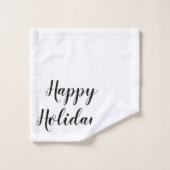 Prettige feestdagen Holly bessen bladeren groen Bad Handdoek (Wasdoekje)