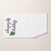 Prettige feestdagen Holly bessen bladeren groen Bad Handdoek (Handdoek)