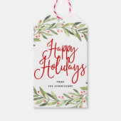 Prettige feestdagen Holly Christmas Holiday Gift L Cadeaulabel (Voorkant)
