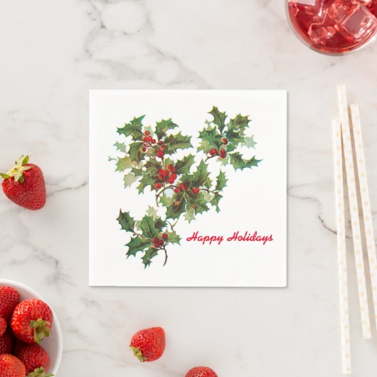 Prettige feestdagen Holly| Cocktail Papier servet (Insitu)