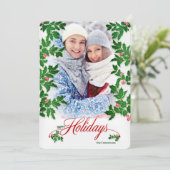 prettige feestdagen Holly en Berries - Verticale f Feestdagenkaart (Staand voorkant)