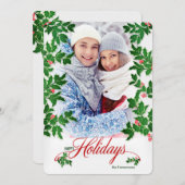 prettige feestdagen Holly en Berries - Verticale f Feestdagenkaart (Voorkant / Achterkant)