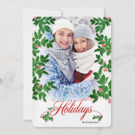 prettige feestdagen Holly en Berries - Verticale f Feestdagenkaart