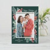 Prettige feestdagen Holly en Evergreen Feestdagenkaart (Staand voorkant)