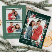 Prettige feestdagen Holly en Evergreen Feestdagenkaart