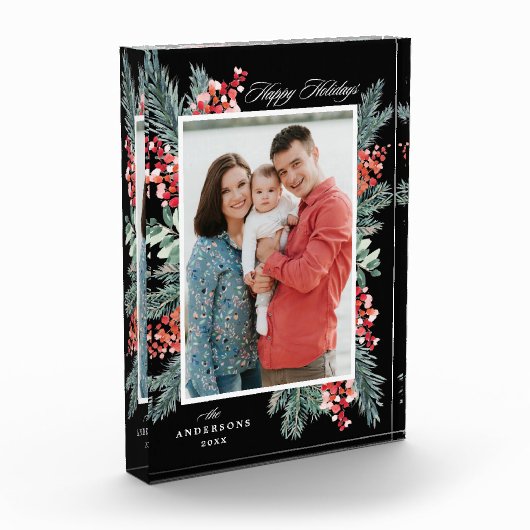 Prettige feestdagen Holly en Evergreen Fotoblokken (Links)