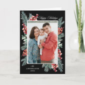Prettige feestdagen Holly en Evergreen Kaart (Voorkant)