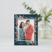 Prettige feestdagen Holly en Evergreen Navy (Staand voorkant)