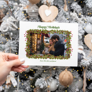 Prettige feestdagen Holly Foto Kerst Kaart