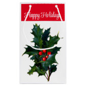 Prettige feestdagen Holly Gift Bag Klein Cadeauzakje (Achterkant)