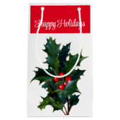 Prettige feestdagen Holly Gift Bag Klein Cadeauzakje (Voorkant)
