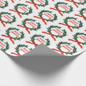 Prettige feestdagen  Holly Kerstkrans Cadeaupapier (Hoek)