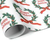 Prettige feestdagen  Holly Kerstkrans Cadeaupapier (Rol Hoek)