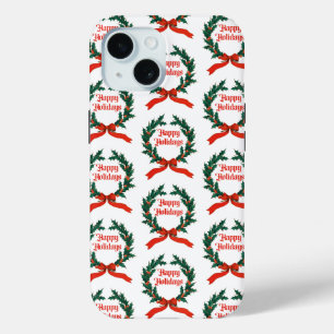 Prettige feestdagen  Holly Kerstkrans iPhone 15 Case
