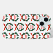 Prettige feestdagen Holly Kerstkrans Case-Mate iPhone Case (Achterkant (horizontaal))
