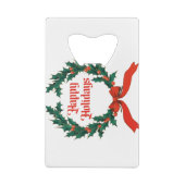 Prettige feestdagen Holly Kerstkrans Creditkaart Flessenopener (Achterkant)