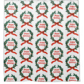 Prettige feestdagen Holly Kerstkrans Douchegordijn (Voorkant)