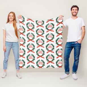 Prettige feestdagen  Holly Kerstkrans Fleece Deken