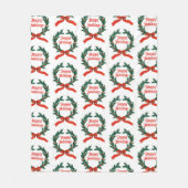 Prettige feestdagen Holly Kerstkrans Fleece Deken (Voorkant)