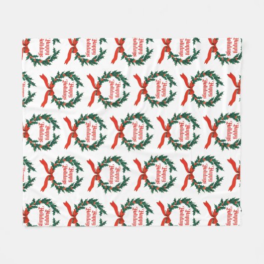 Prettige feestdagen  Holly Kerstkrans Fleece Deken (Voorkant (Horizontaal))