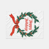 Prettige feestdagen Holly Kerstkrans Fleece Deken (Voorkant (Horizontaal))