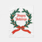 Prettige feestdagen  Holly Kerstkrans Fleece Deken (Voorkant)