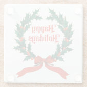 Prettige feestdagen  Holly Kerstkrans Glazen Onderzetter (Achterkant)