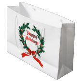 Prettige feestdagen Holly Kerstkrans Groot Cadeauzakje (Voorkant Gekanteld)