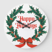 Prettige feestdagen Holly Kerstkrans Grote Klok (Voorkant)