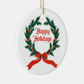 Prettige feestdagen  Holly Kerstkrans Keramisch Ornament (Rechts)
