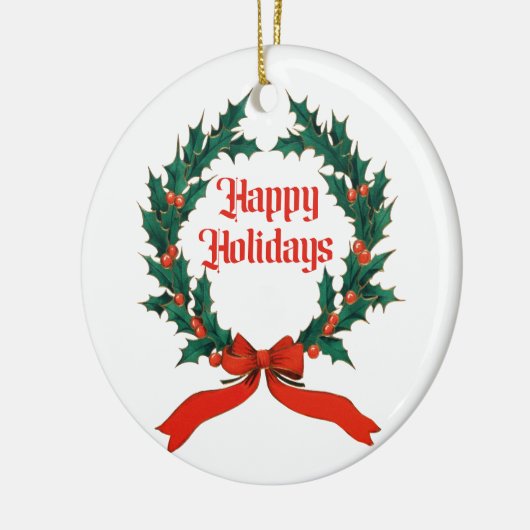 Prettige feestdagen  Holly Kerstkrans Keramisch Ornament (Links)