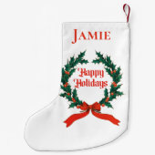 Prettige feestdagen  Holly Kerstkrans Kleine Kerstsok (Achterkant)