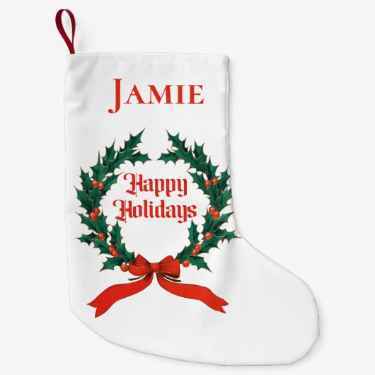 Prettige feestdagen  Holly Kerstkrans Kleine Kerstsok (Voorkant)