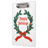 Prettige feestdagen Holly Kerstkrans Klembord (Links)