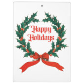 Prettige feestdagen Holly Kerstkrans Klembord (Achterkant)