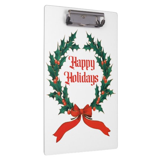 Prettige feestdagen  Holly Kerstkrans Klembord (Rechts)