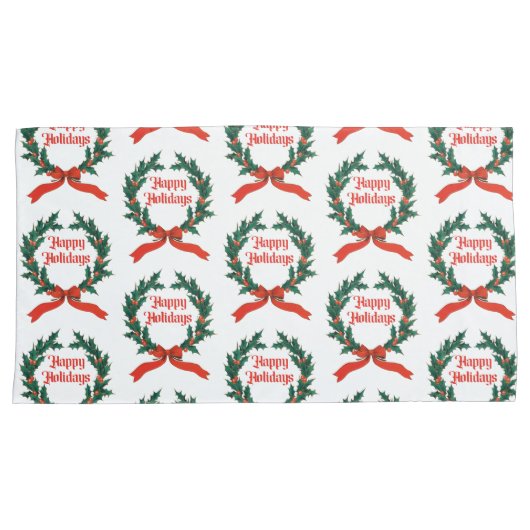 Prettige feestdagen  Holly Kerstkrans Kussensloop (Voorkant-Rechts)