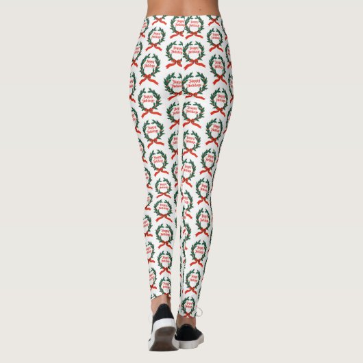 Prettige feestdagen  Holly Kerstkrans Leggings (Achterkant)