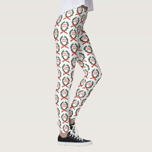Prettige feestdagen  Holly Kerstkrans Leggings (Rechts)