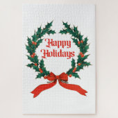 Prettige feestdagen  Holly Kerstkrans Legpuzzel (Verticaal)